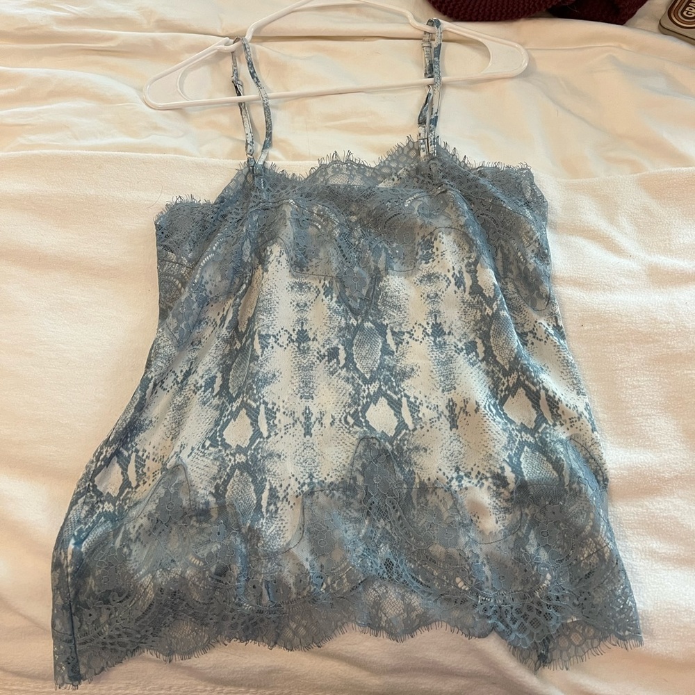 Storia snake skin tank top with lace detail